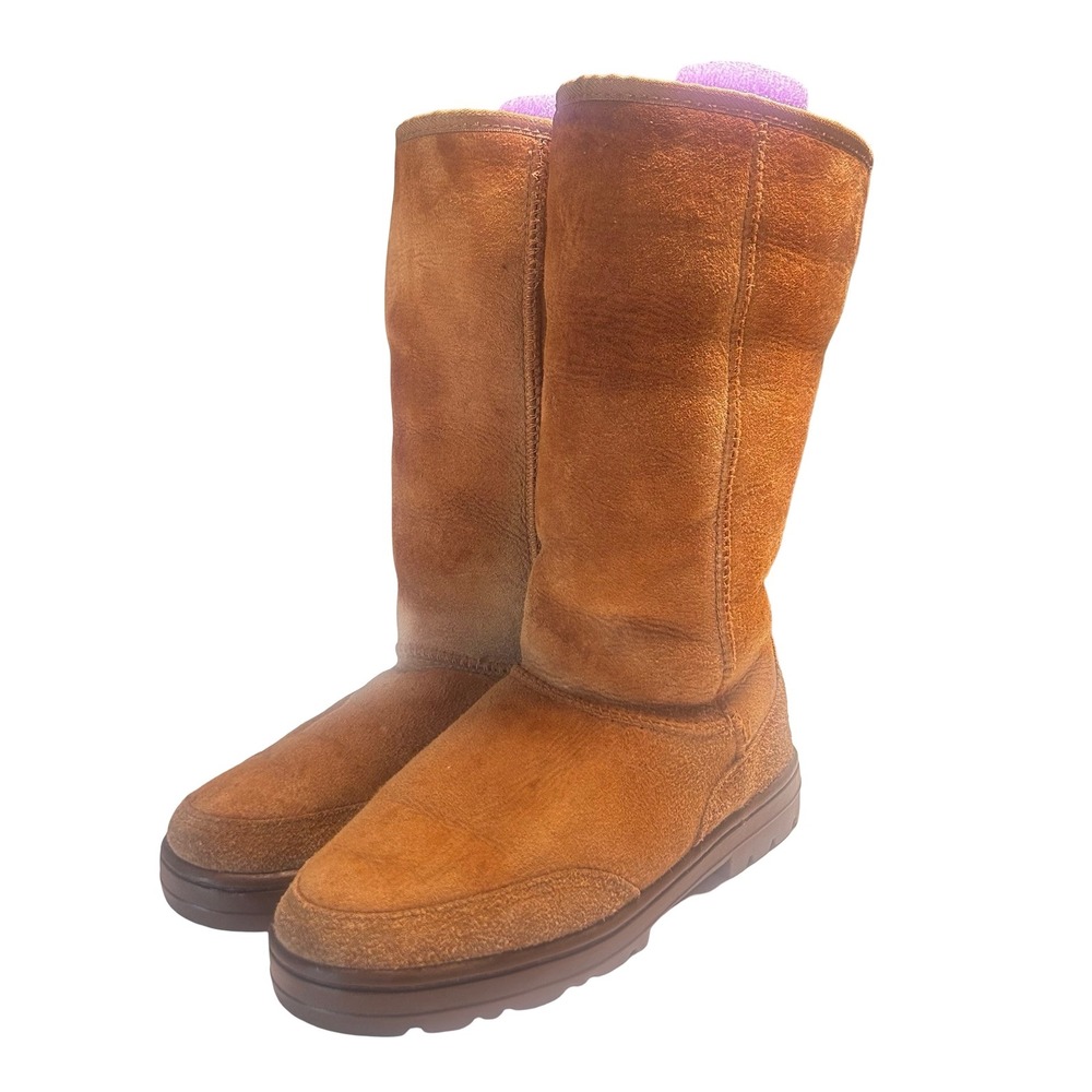 UGG Ultra Tall Sheepskin Boots Braid Back 5245 Women's Size 6.5 Boho Cabin